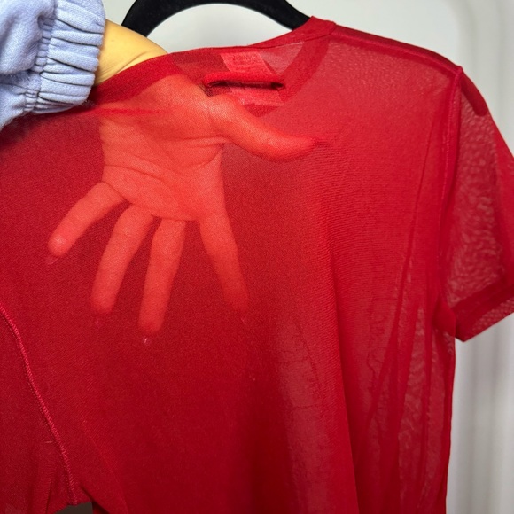 RARE Vintage JPG x Fuzzi Heart Mesh T-Shirt - Picture 5 of 5